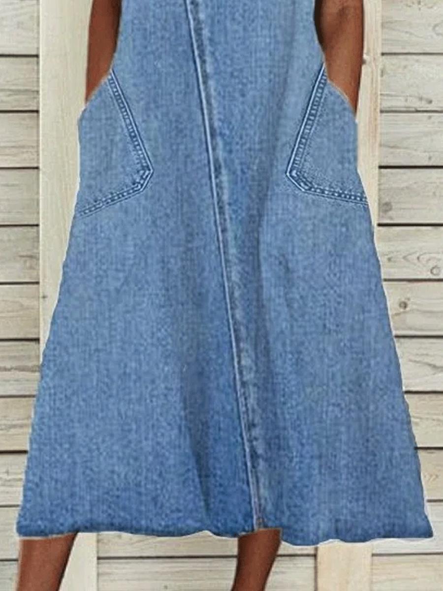 Round Neck Casual Fashion Shift Dress