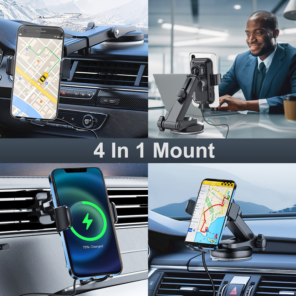 Wireless Car Charger, 15W Qi Fast Charging Auto Clamping Car Charger Phone Mount, Dashboard Air Vent Phone Holder, For  14/13/12/11/X, For Samsung For Galaxy S22+/S21/S10/Note 20