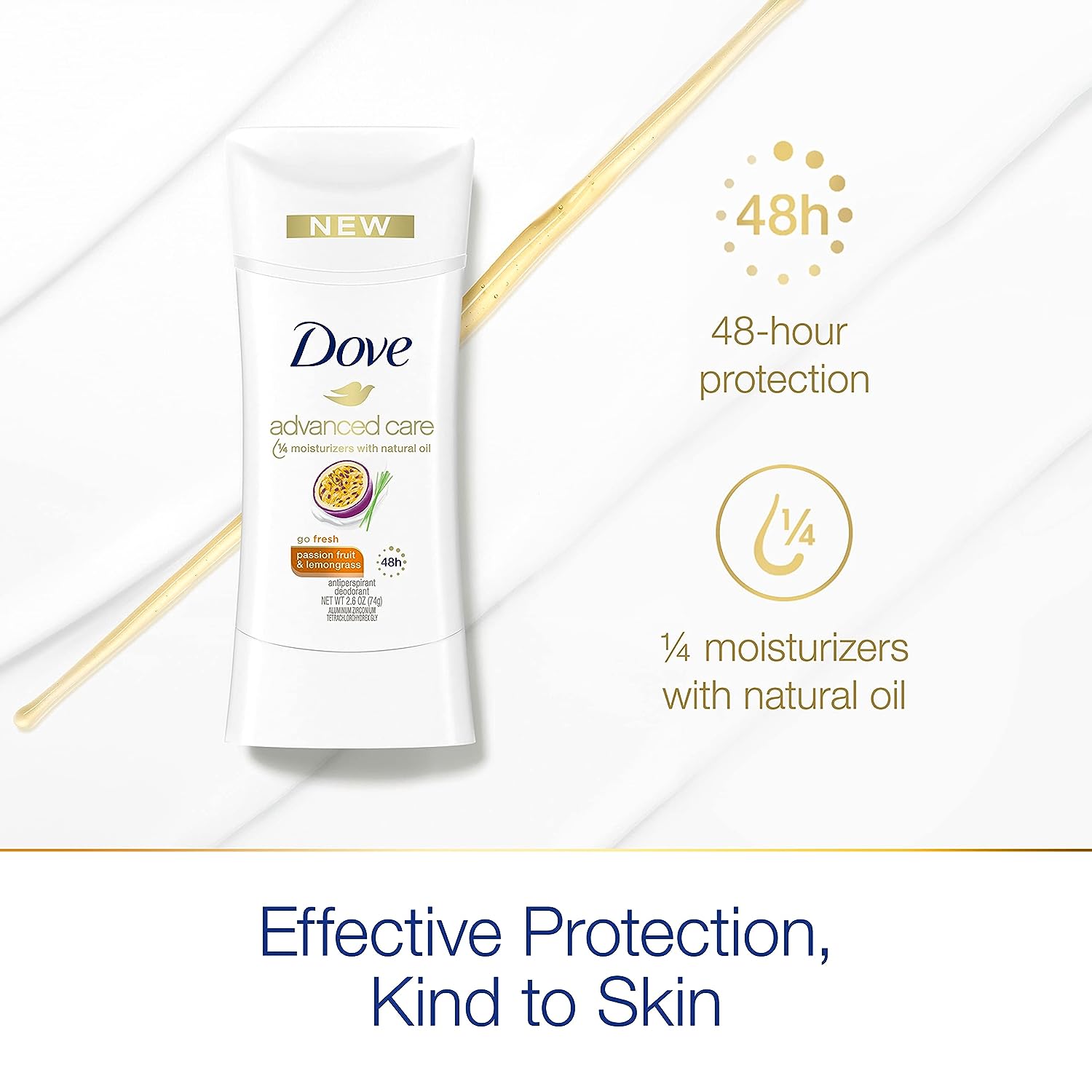 Dove Advanced Care Deodorant Passion Fruit + Lemongrass 4 Count for 48-Hour Sweat and Odor Protection Non-Irritating Antiperspirant with 0% Alcohol 2.6 oz
