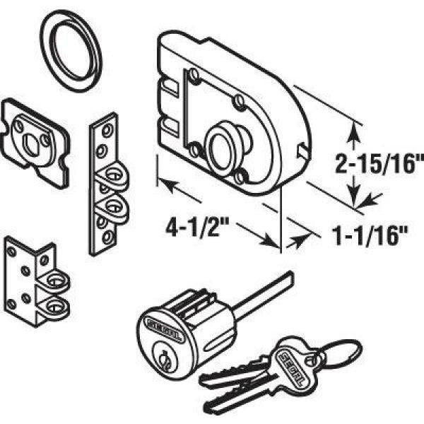 Deadbolt, Solid Bronze Alloy, Brushed Brass, Angle and Flat Strike, Single Cylinder