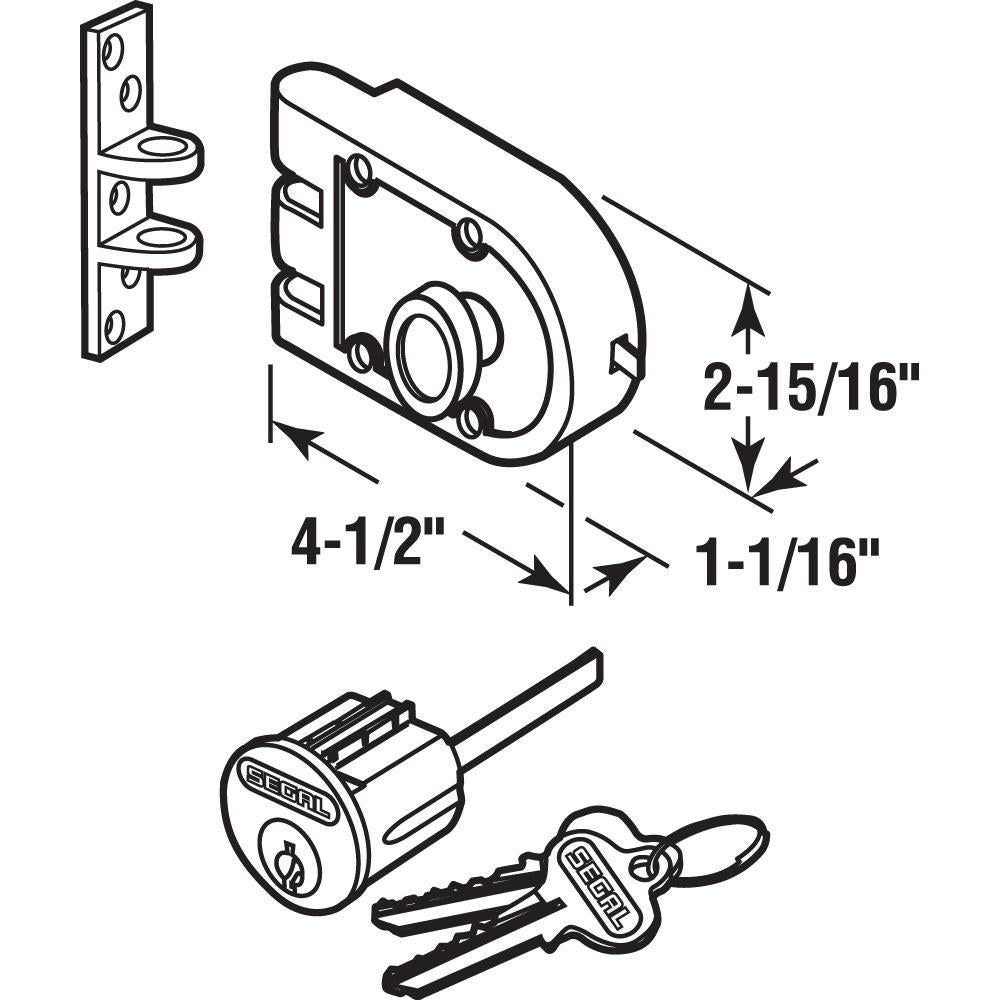 Deadbolt, Solid Bronze Alloy, Brushed Brass, Angle and Flat Strike, Single Cylinder