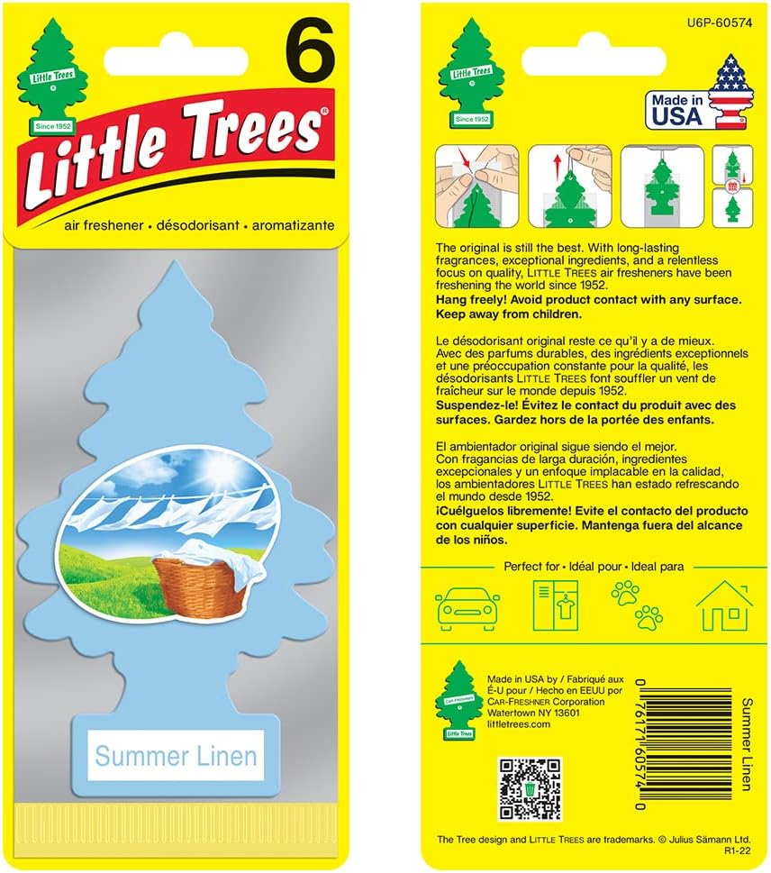 LITTLE TREES Air Fresheners Car Air Freshener. Hanging Tree Provides Long Lasting Scent for Auto or Home. Summer Linen, 24 Air Fresheners