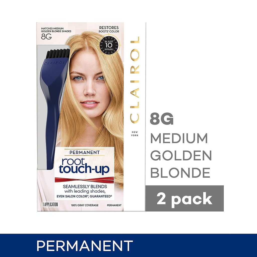 Clairol Root Touch-Up by Nice'n Easy Permanent Hair Dye, 8G Medium Golden Blonde Hair Color, Pack of 2
