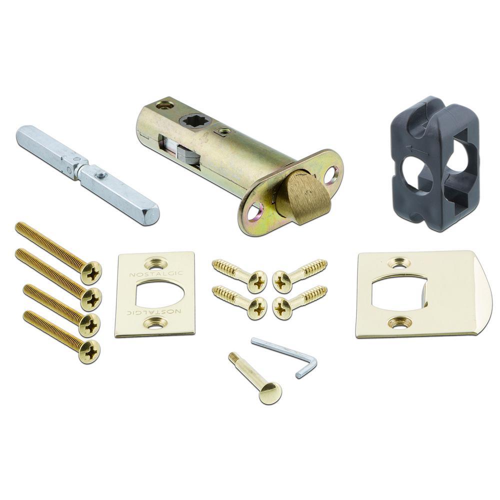 Studio Plate 2-3/8 in. Backset Polished Brass Privacy Bed/Bath Waldorf Black Door Knob