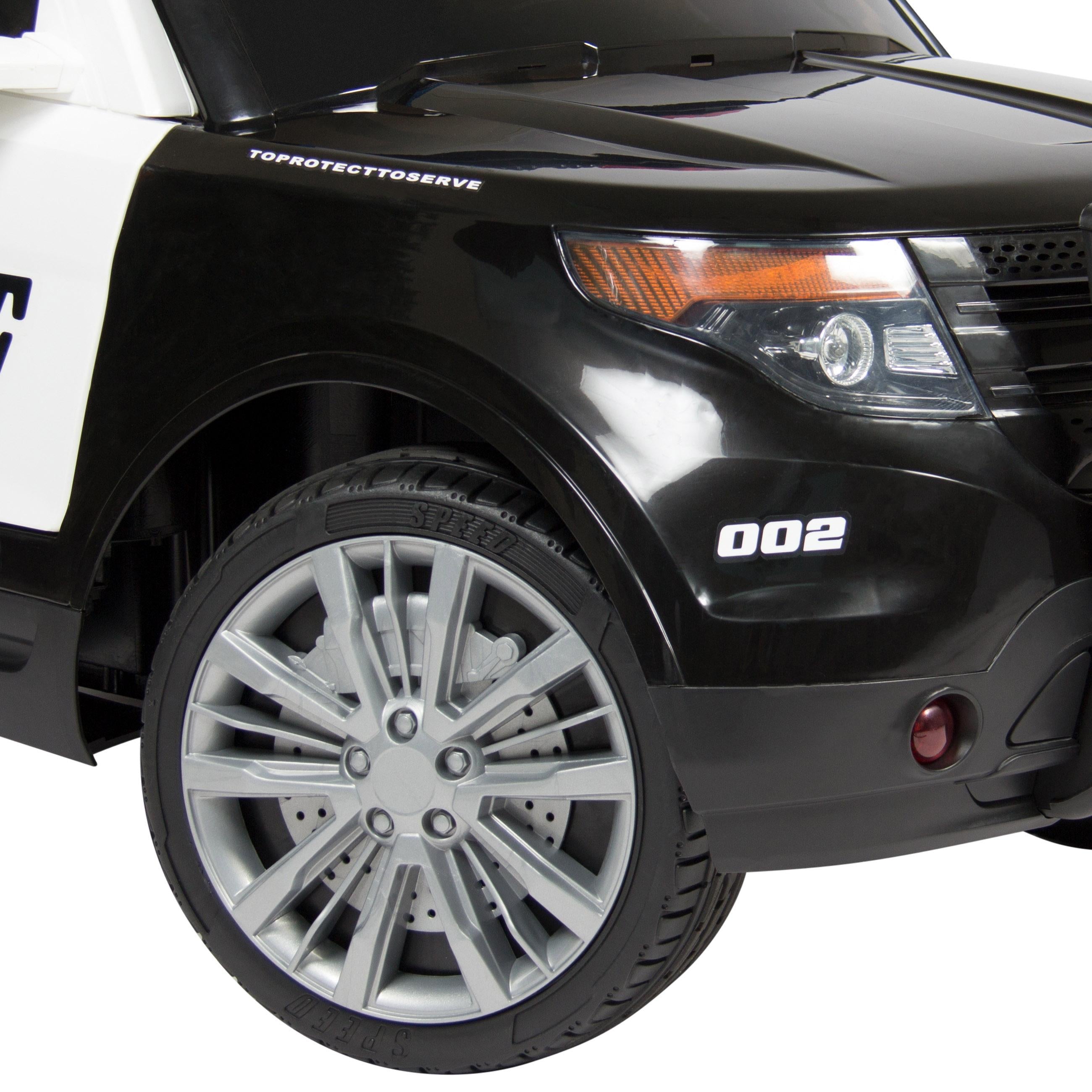12V Kids Police RC Remote Ride On SUV Car w/ Parent Control, 2 Speeds, Lights, AUX, Sirens - Black