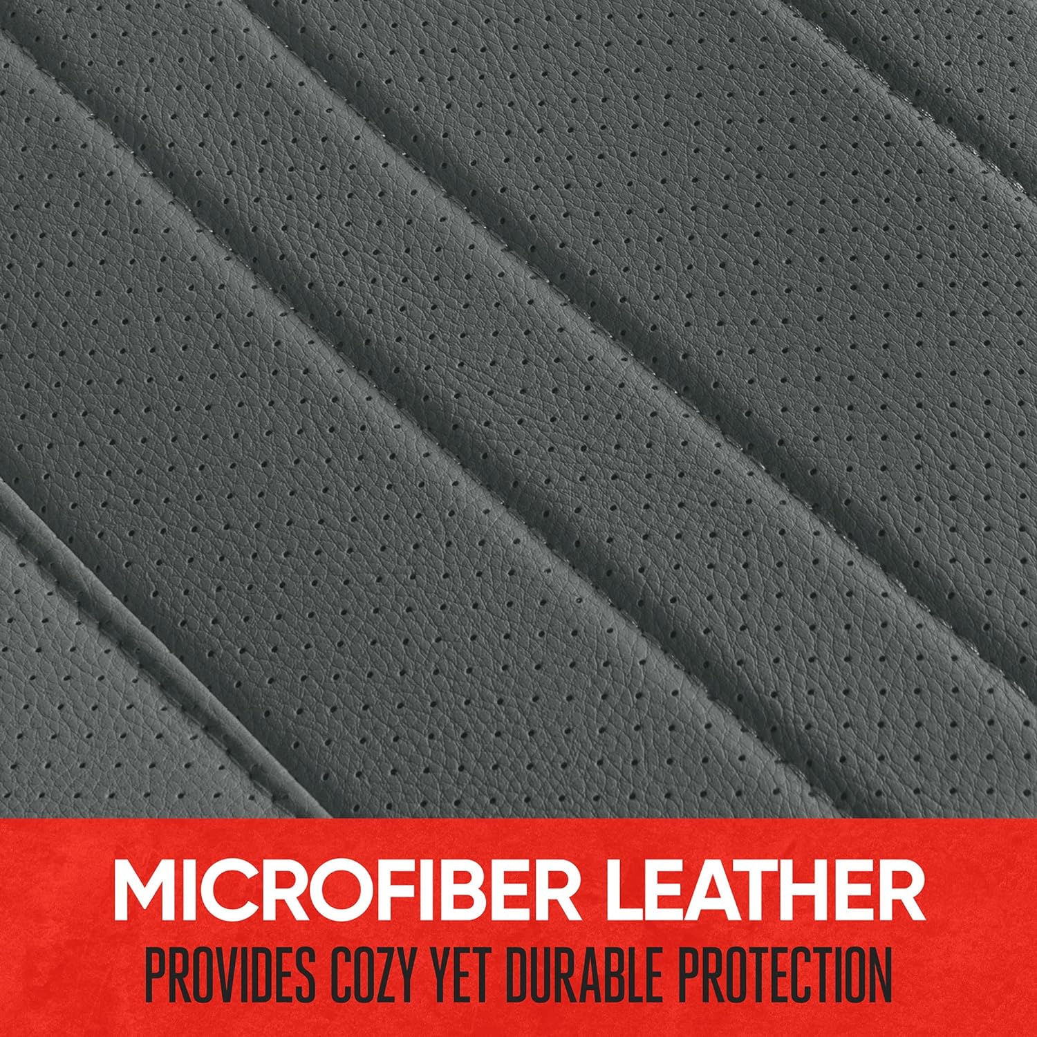 Motor Trend Seat Cover for Cars Trucks SUV, Faux Leather Rear Bench Gray Padded Car Seat Cover with Storage Pockets, Premium Interior Car Seat Cover