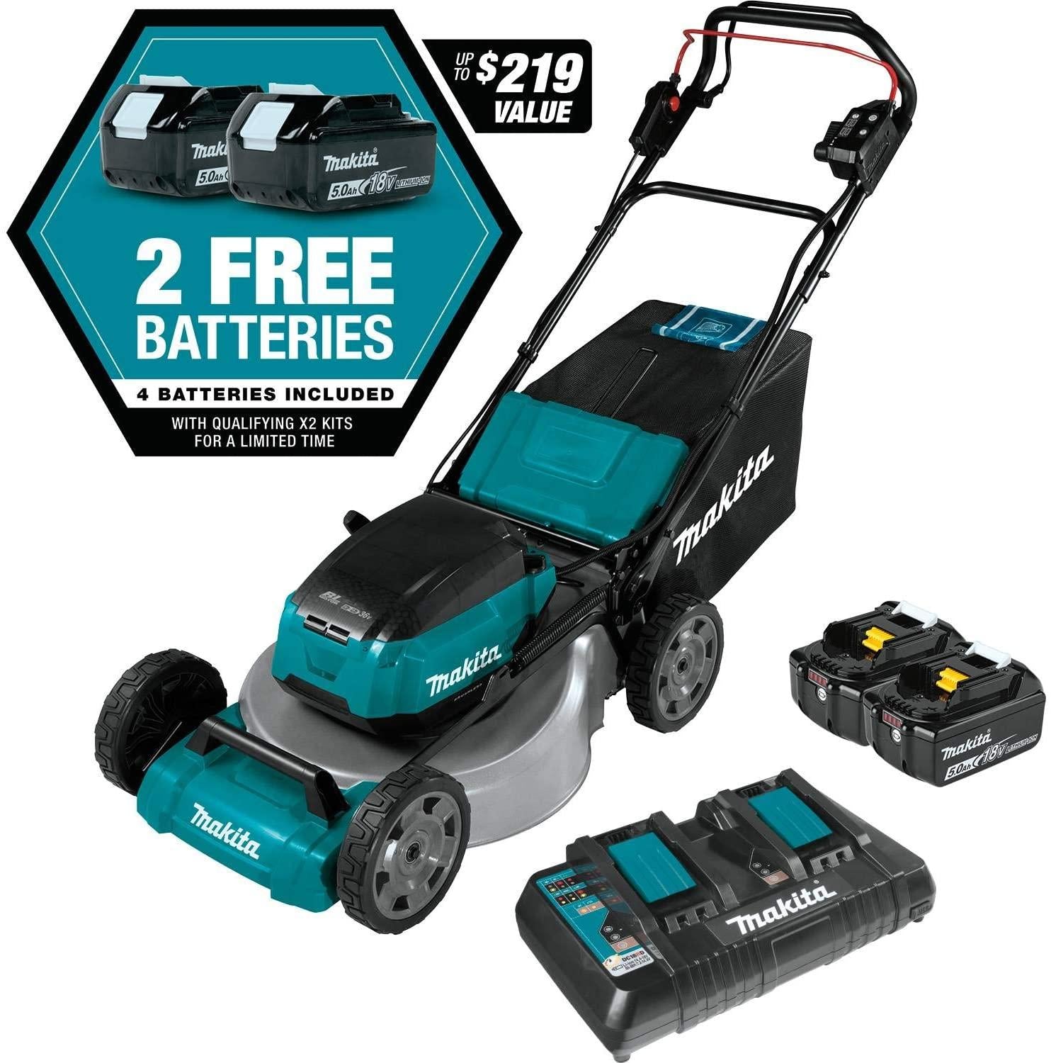 Makita XML06PT1 36V (18V X2) LXT Brushless 18" Self-Propelled Commercial Lawn Mower Kit with 4 Batteries (5.0Ah)