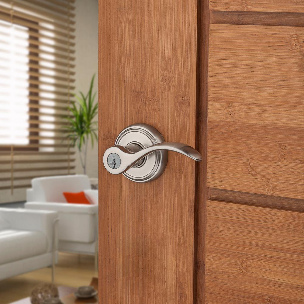 PrestiTobin Satin Nickel Entry Door Lever Featuring SmartKey Security