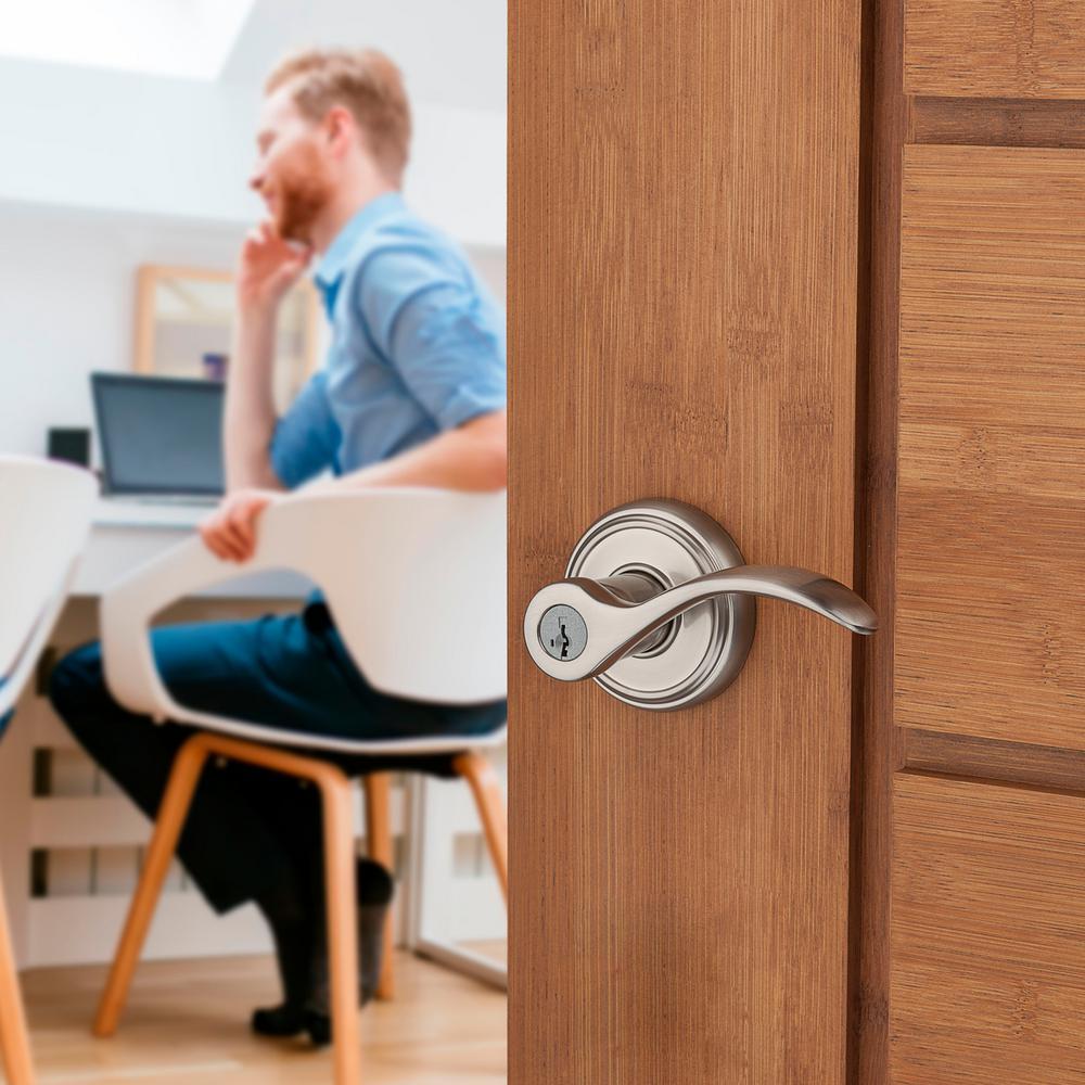 PrestiTobin Satin Nickel Entry Door Lever Featuring SmartKey Security
