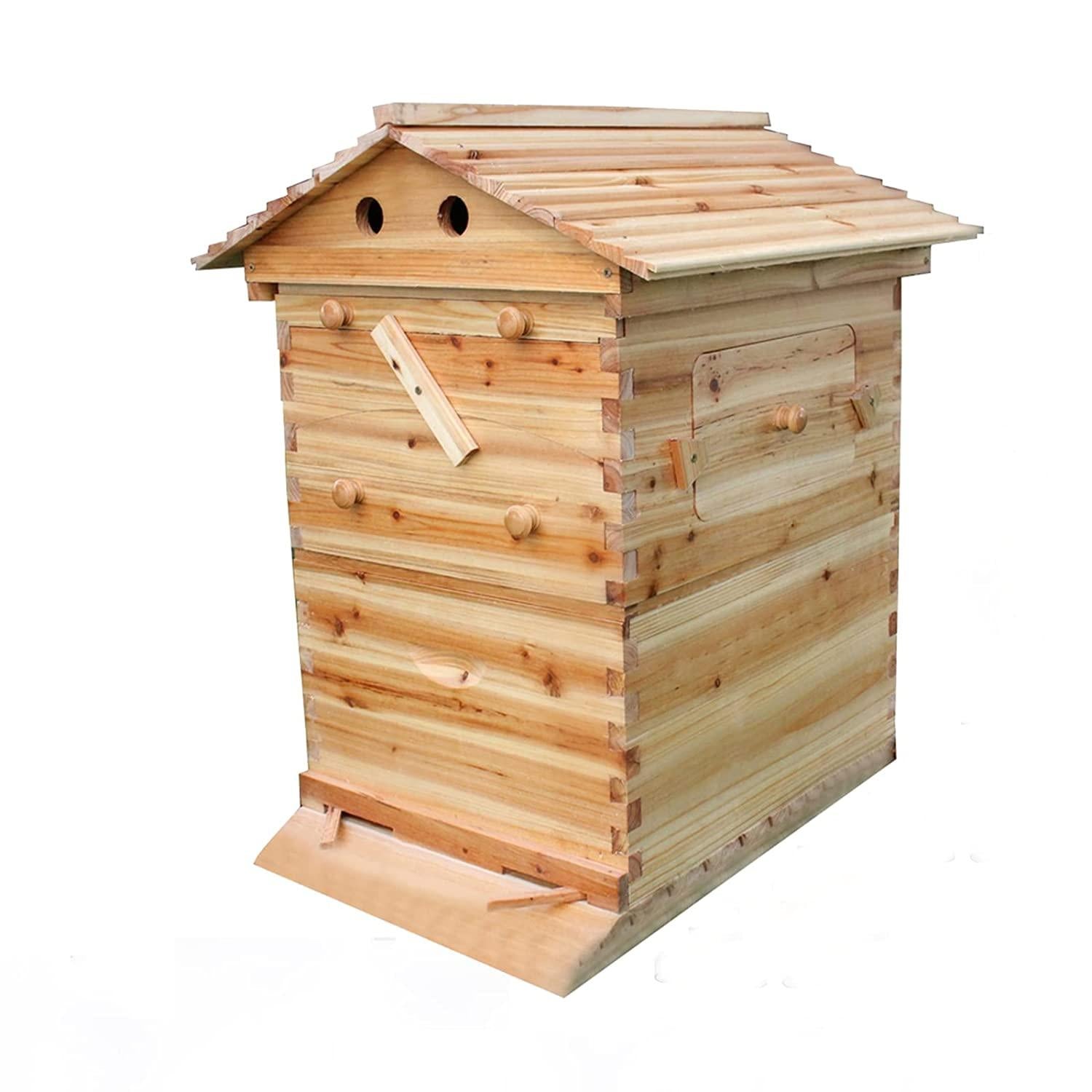 Adasea Hive, Auto Flow Beehive, Beekeeping Wooden House with 7 PCS Auto Honey Beehive Frame, Food Grade BPA  (Beehive Frame+Wooden Box)