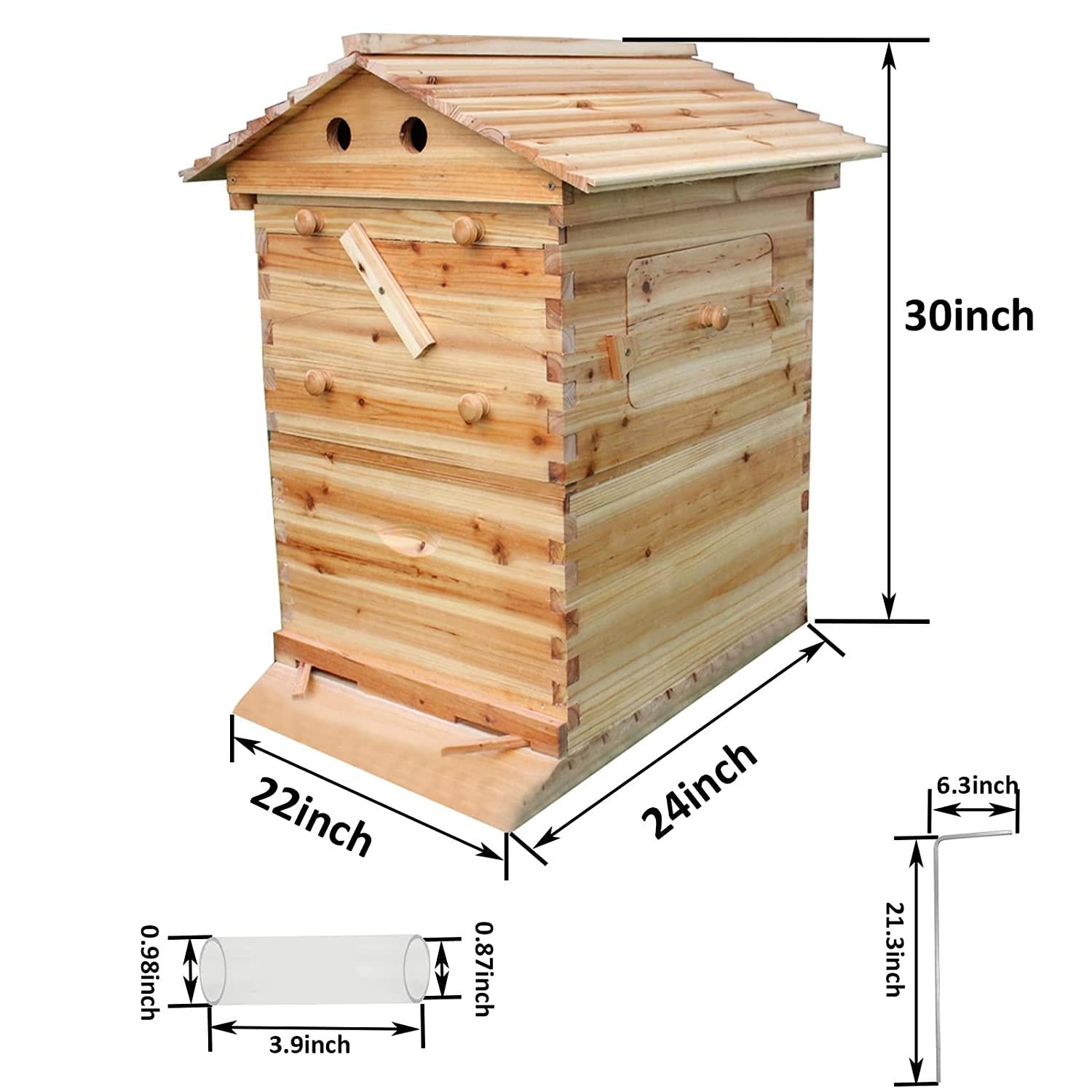 Adasea Hive, Auto Flow Beehive, Beekeeping Wooden House with 7 PCS Auto Honey Beehive Frame, Food Grade BPA  (Beehive Frame+Wooden Box)