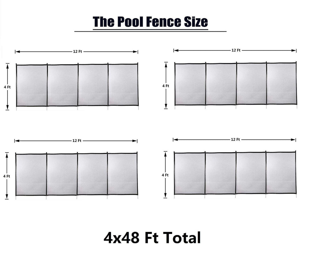 Pool Fences 4'x48' In-Ground Swimming Pool Sectional Kit Removable Mesh Barrier