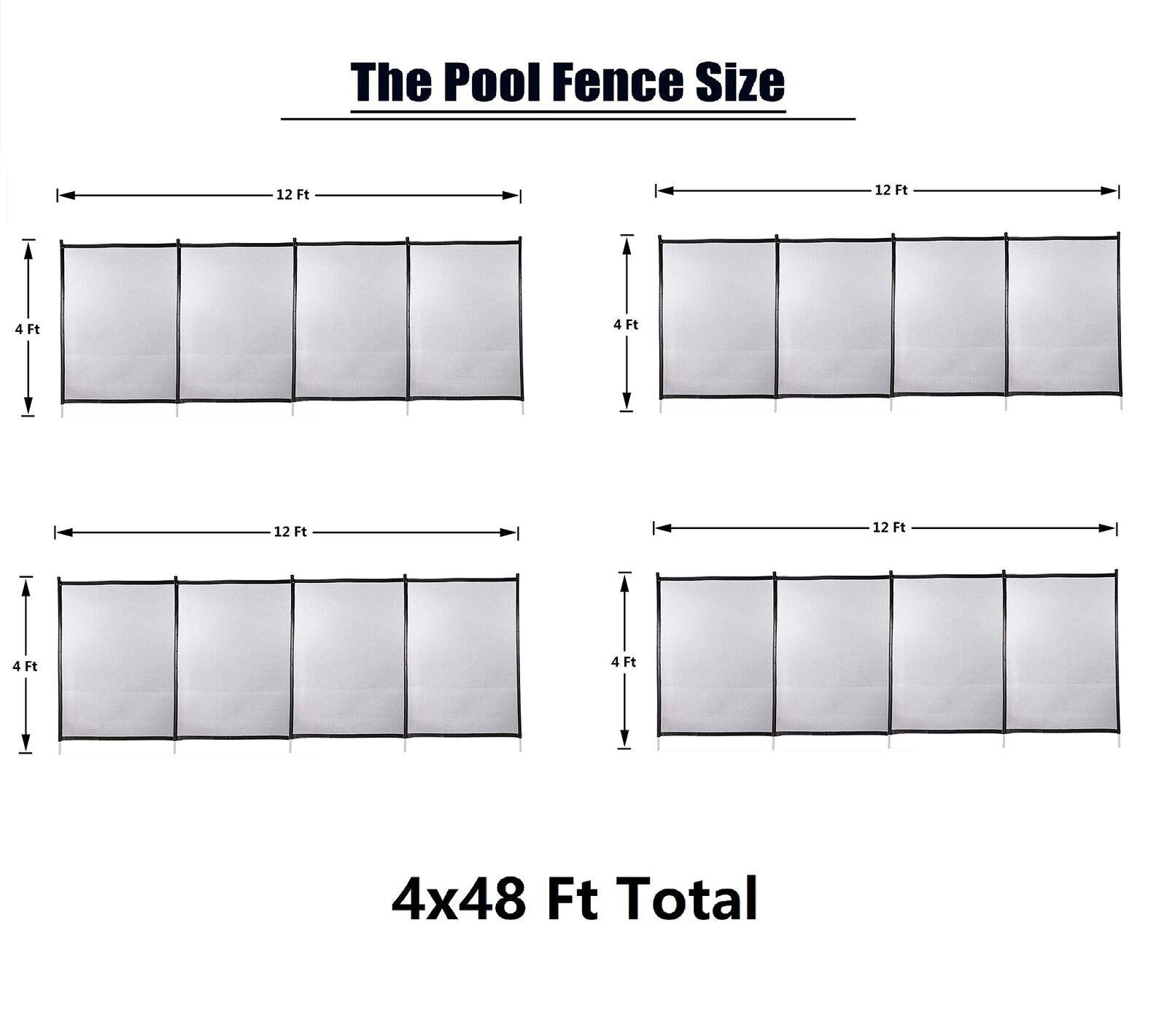 Pool Fences 4'x48' In-Ground Swimming Pool Sectional Kit Removable Mesh Barrier