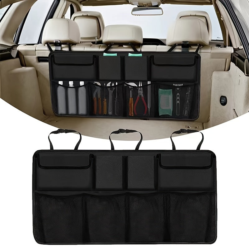 Car Trunk Organizer, Adjustable Backseat StoraBag Net High Capacity Multi-use Oxford Automobile Seat Back Organizers Universal Gifts