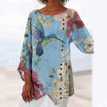 Casual Round Neck Long-sleeved Irregular Print Top