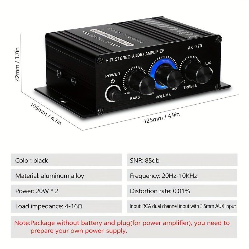 400W Mini Power Amplifier: Get Crystal Clear Audio With 2.0 Stereo Sound For Home/Car Theater System
