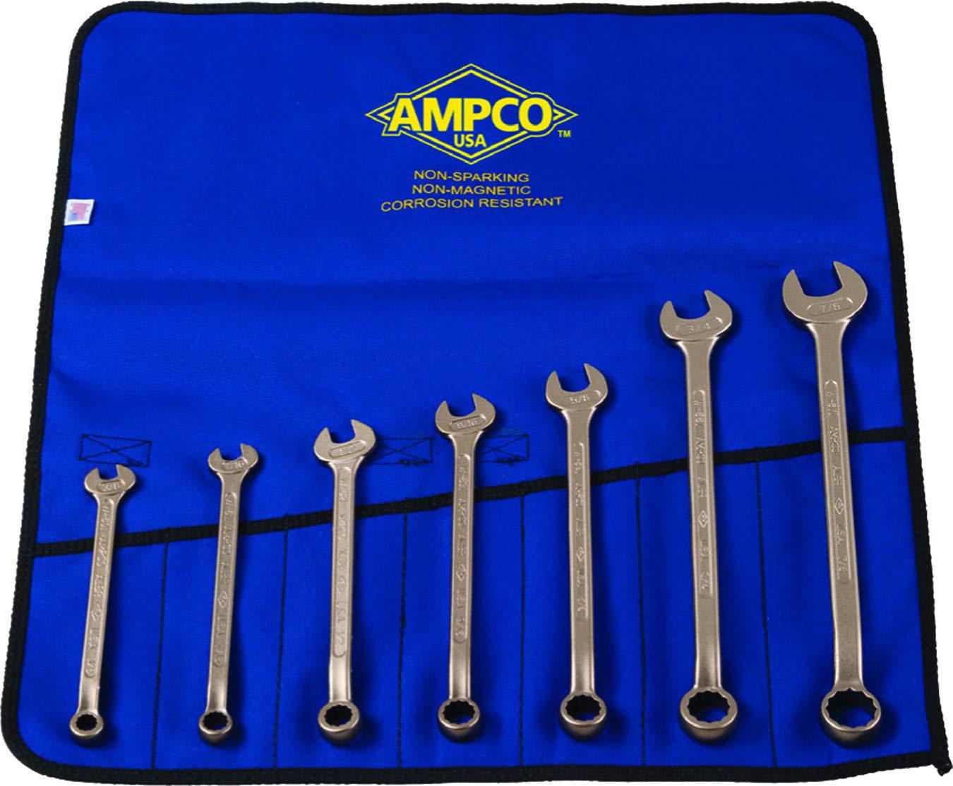 Ampco Safety Tools M-41 Combination Wrench Kit, Non-Sparking, Non-Magnetic, Corrosion Resistant, SAE