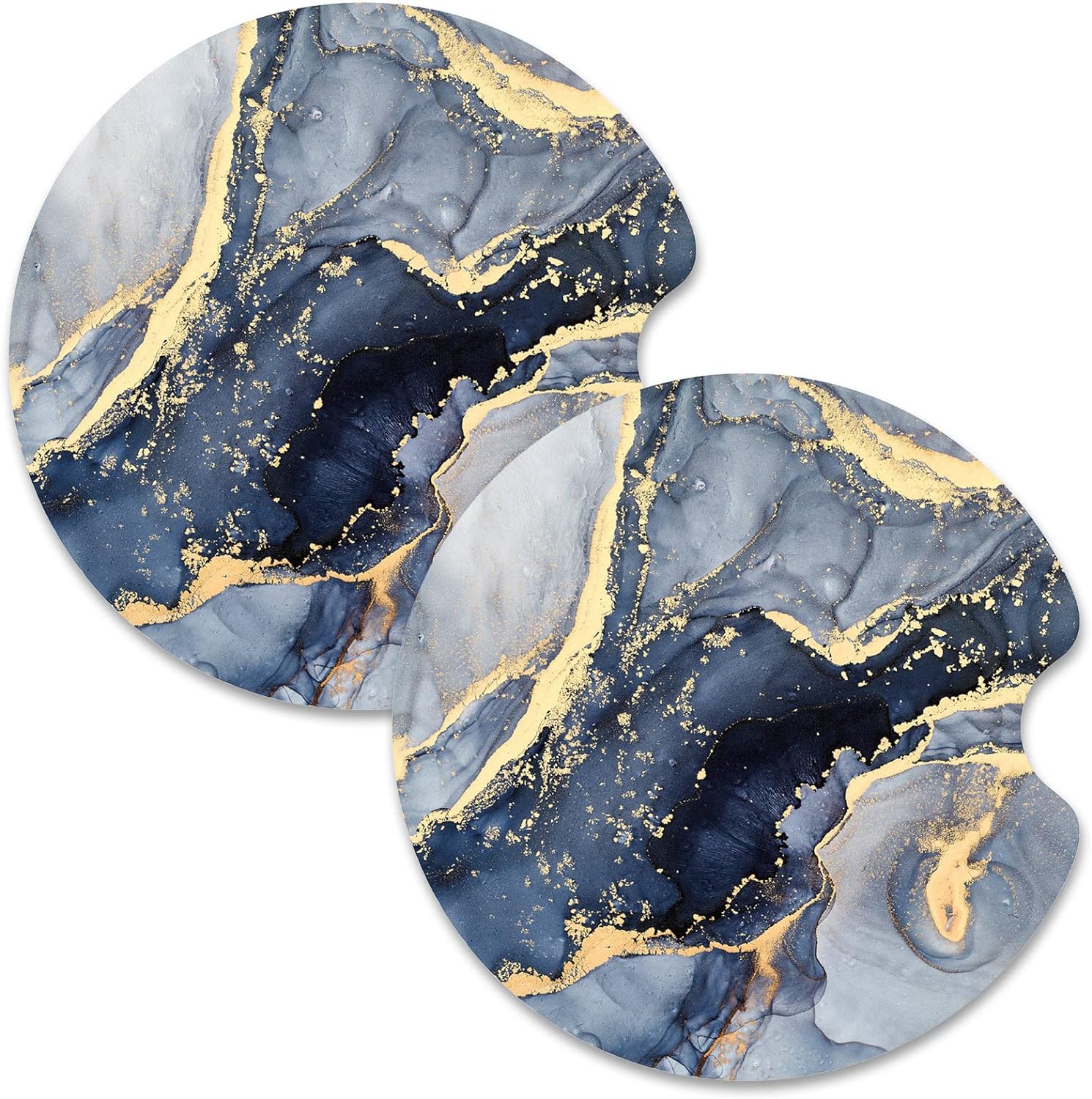 Nipichsha Car Cup Holder Coasters, Car Coasters for Cup Holders, 2 Pack Anti Slip Insert Coasters, Rubber Car Cup Mat with A Finger Notch, Cute Car Interior Accessories for Women Men(Dark Grey Marble)