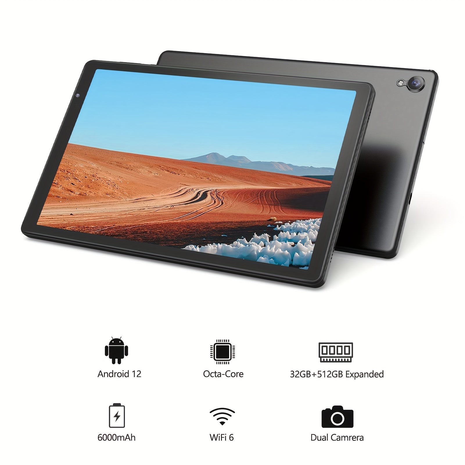 PRITOM 10-inch Compatible With Android 12 Tablet, 4GB DDR (2GB+2GBExpansion)RAM, 32GB ROM, 6000MAh, Quad Core Processor, 10 Inch Tablet, For Android Tablet High-definition IPS Screen, Camera, Wi Fi, For Google,PC,Pad Tablet