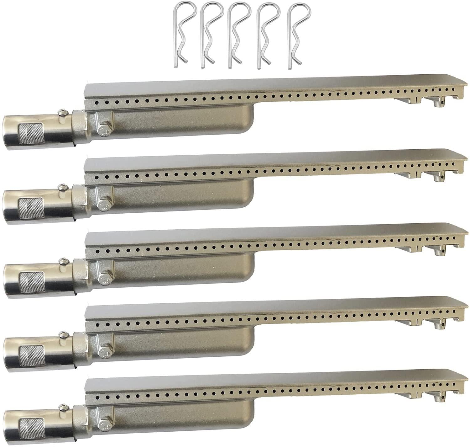 GRILLJOB 5PC Cast  Steel 304 BBQ Grill Burners & 5 Lock Pins Upgraded B