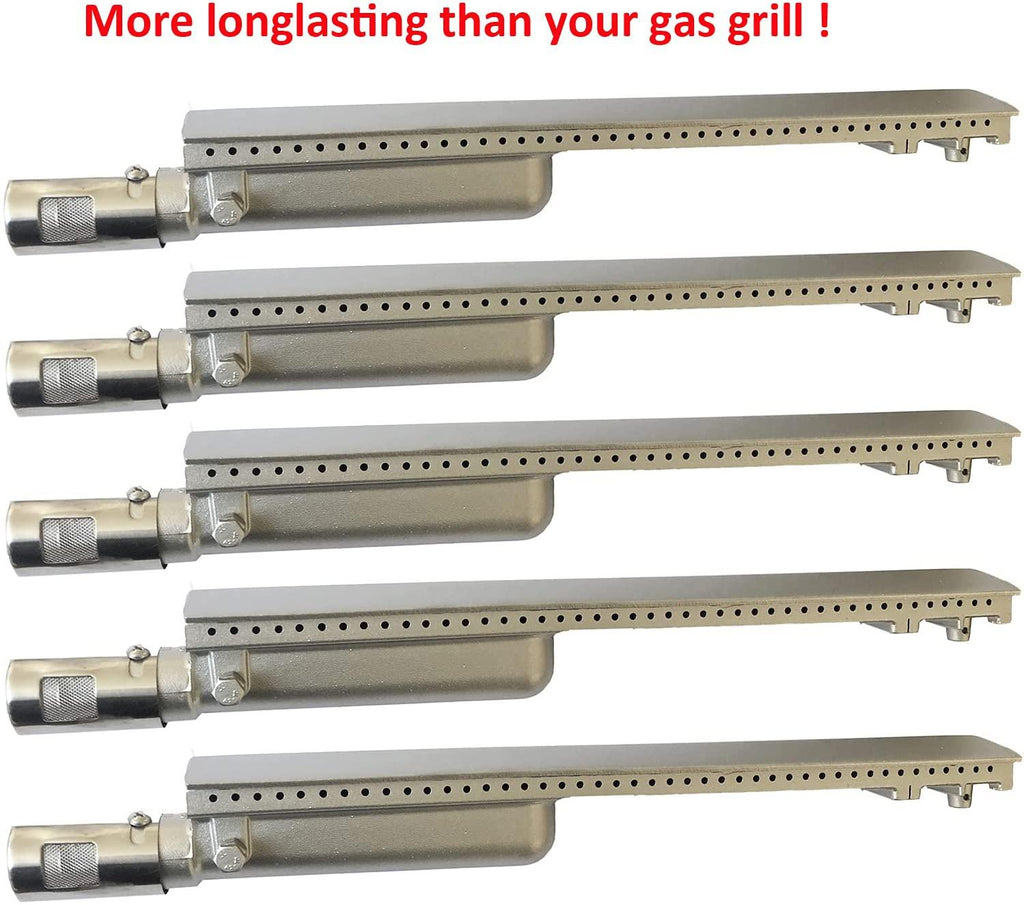 GRILLJOB 5PC Cast  Steel 304 BBQ Grill Burners & 5 Lock Pins Upgraded B
