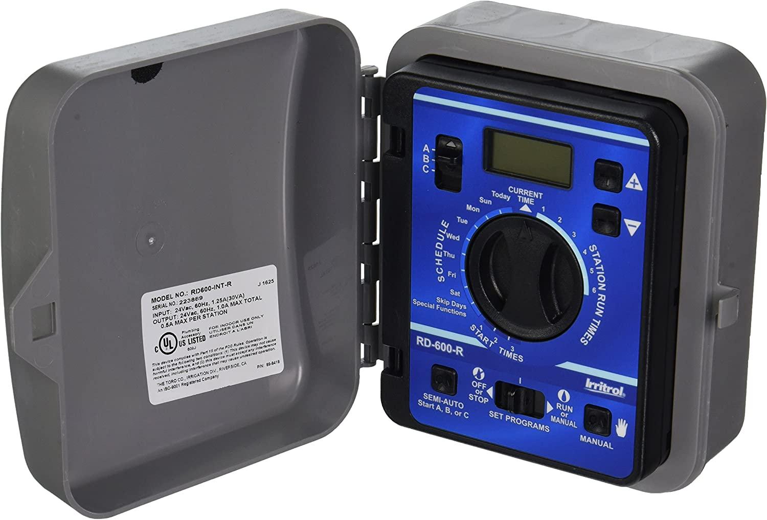 Irritrol Rain Dial RD600-INT-R 6 Station Indoor Irrigation Controller