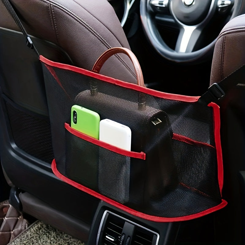 LarCapacity Car Seat Mesh Bag, Dog Bag Between Handbag Purse Clip Bag Organizer StoraPet Net Back Seat