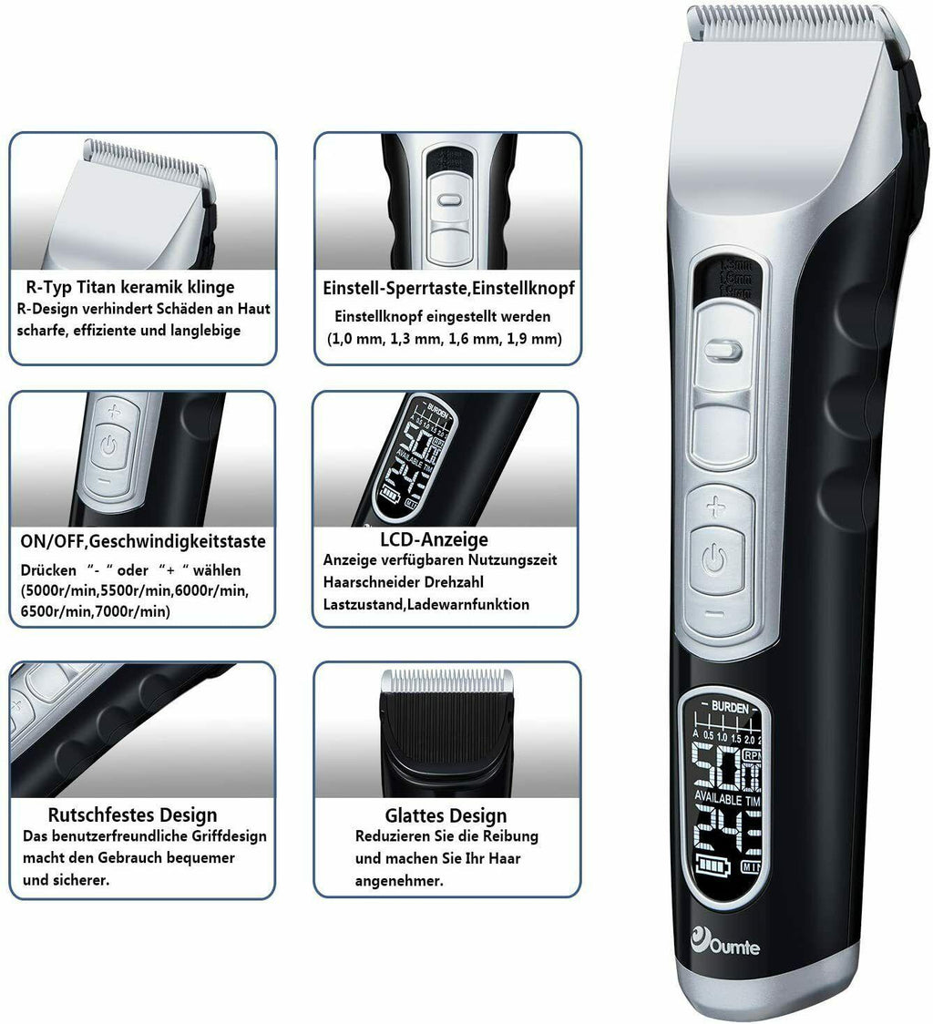 Trimmer Professional OUMTE Mens LCD Beard Trimmer Precision Rechargeable