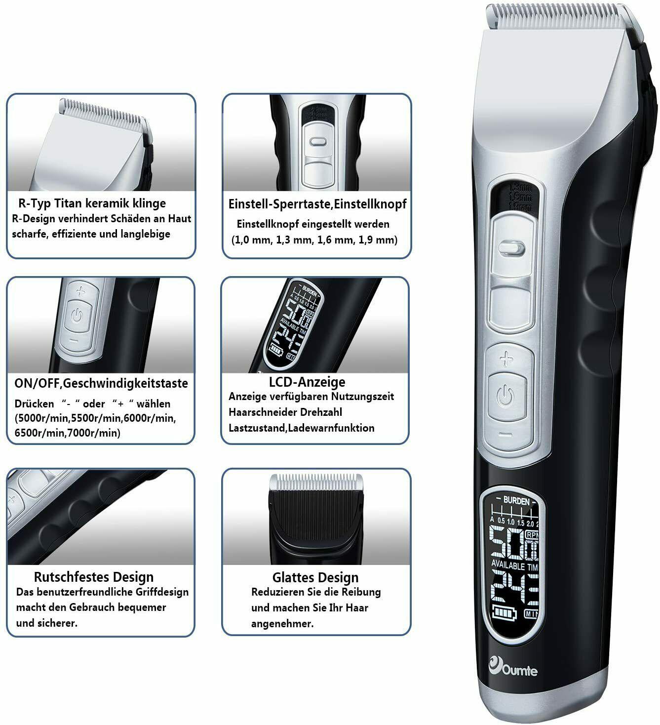 Trimmer Professional OUMTE Mens LCD Beard Trimmer Precision Rechargeable