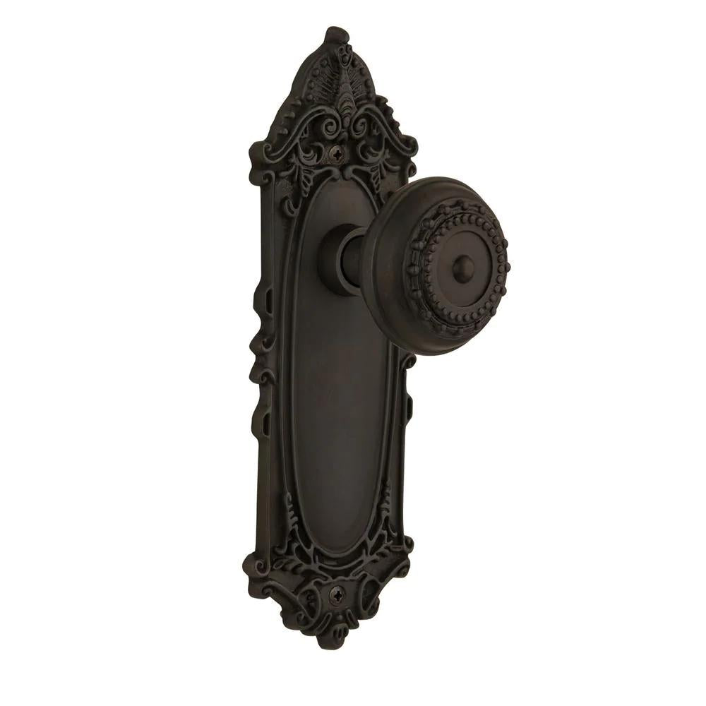 Victorian Plate Double Dummy Meadows Door Knob in Oil-Rubbed Bronze