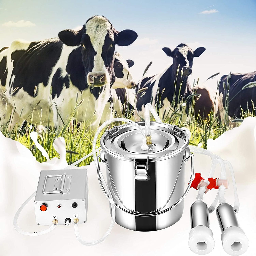 7/14L Cow MilMachine Rechargeable Use Electric Vacuum Pulsation Suction Pump Milker Machine Suitable for Farms Or Daily Family Portable with Brush Milk Lining (7L)