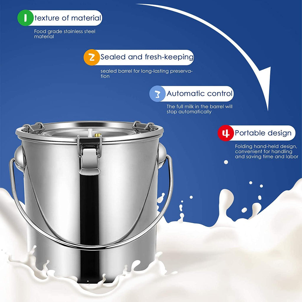 7/14L Cow MilMachine Rechargeable Use Electric Vacuum Pulsation Suction Pump Milker Machine Suitable for Farms Or Daily Family Portable with Brush Milk Lining (7L)