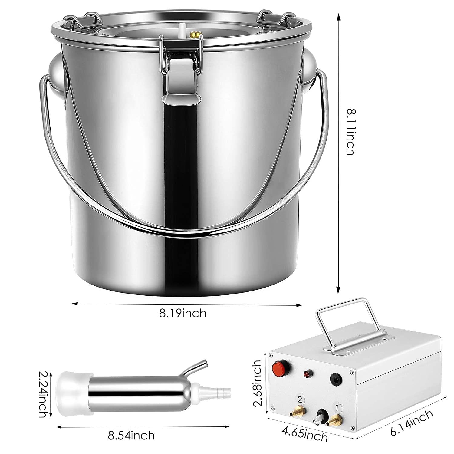 7/14L Cow MilMachine Rechargeable Use Electric Vacuum Pulsation Suction Pump Milker Machine Suitable for Farms Or Daily Family Portable with Brush Milk Lining (7L)