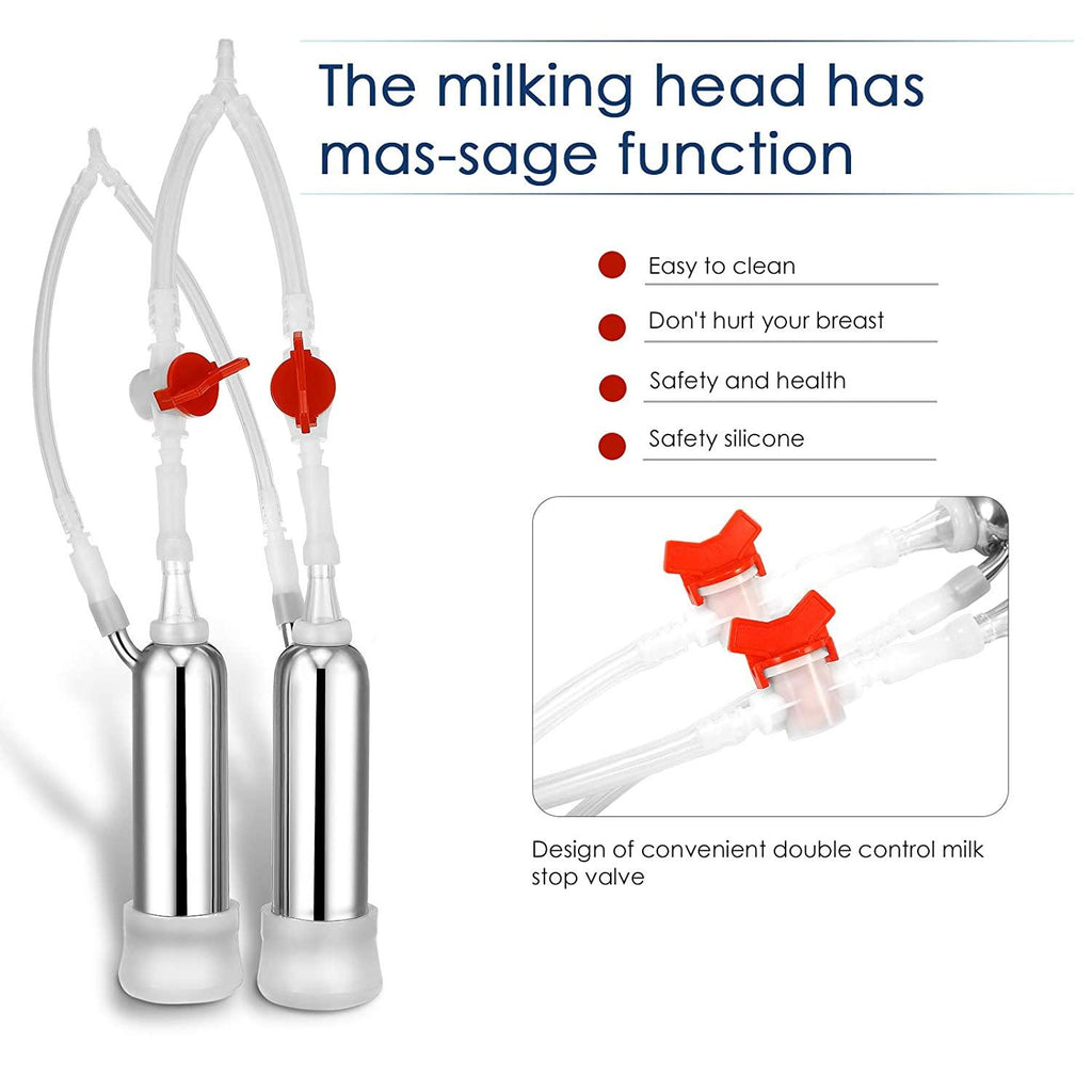 7/14L Cow MilMachine Rechargeable Use Electric Vacuum Pulsation Suction Pump Milker Machine Suitable for Farms Or Daily Family Portable with Brush Milk Lining (7L)