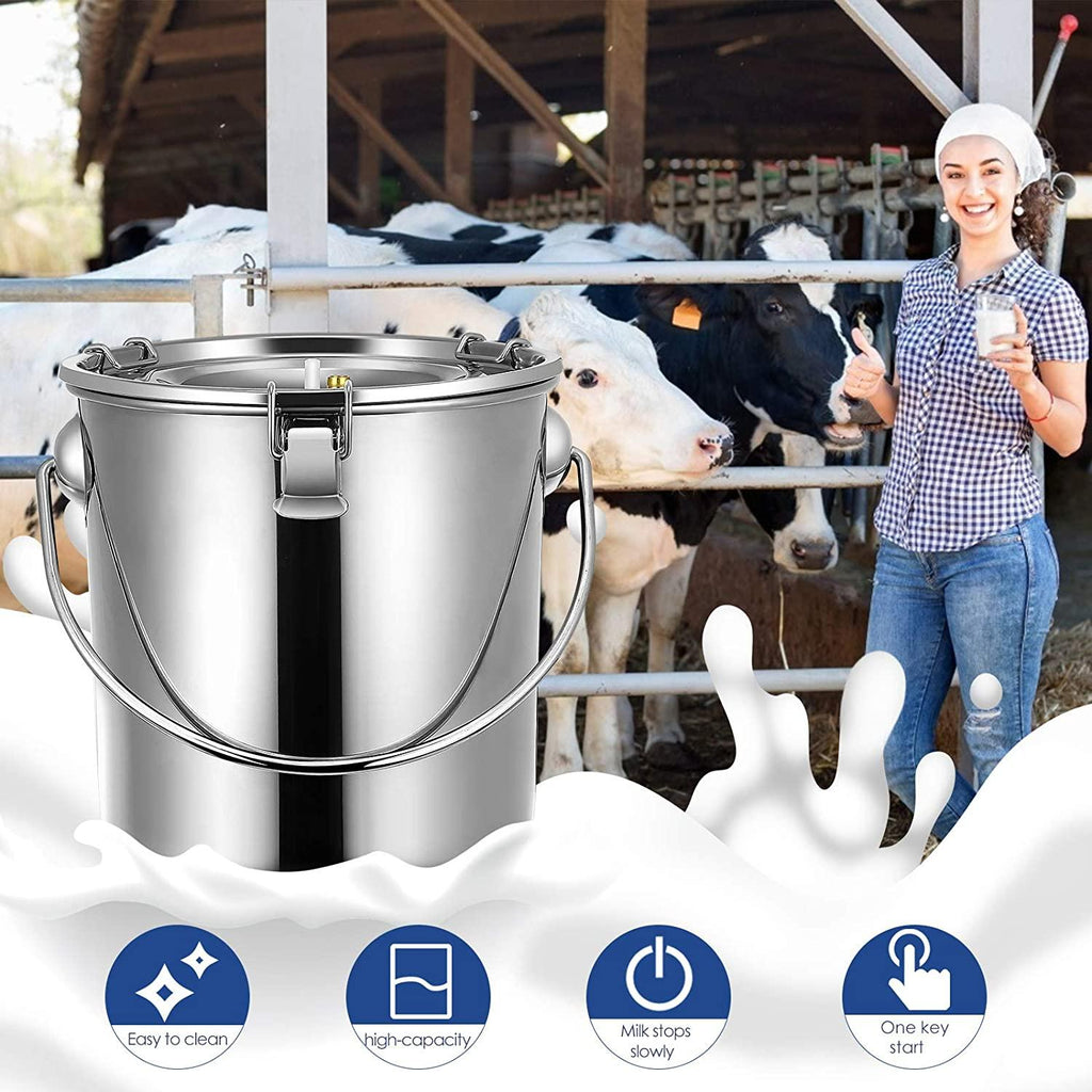 7/14L Cow MilMachine Rechargeable Use Electric Vacuum Pulsation Suction Pump Milker Machine Suitable for Farms Or Daily Family Portable with Brush Milk Lining (7L)