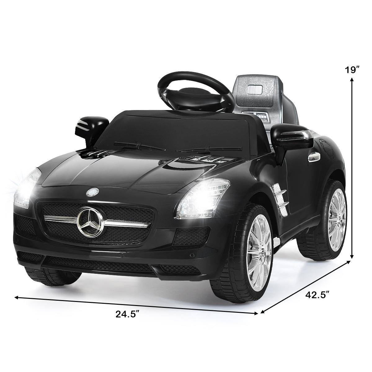 Goplus mercedes benz sls r/c mp3 kids ride on car electric battery toy Black