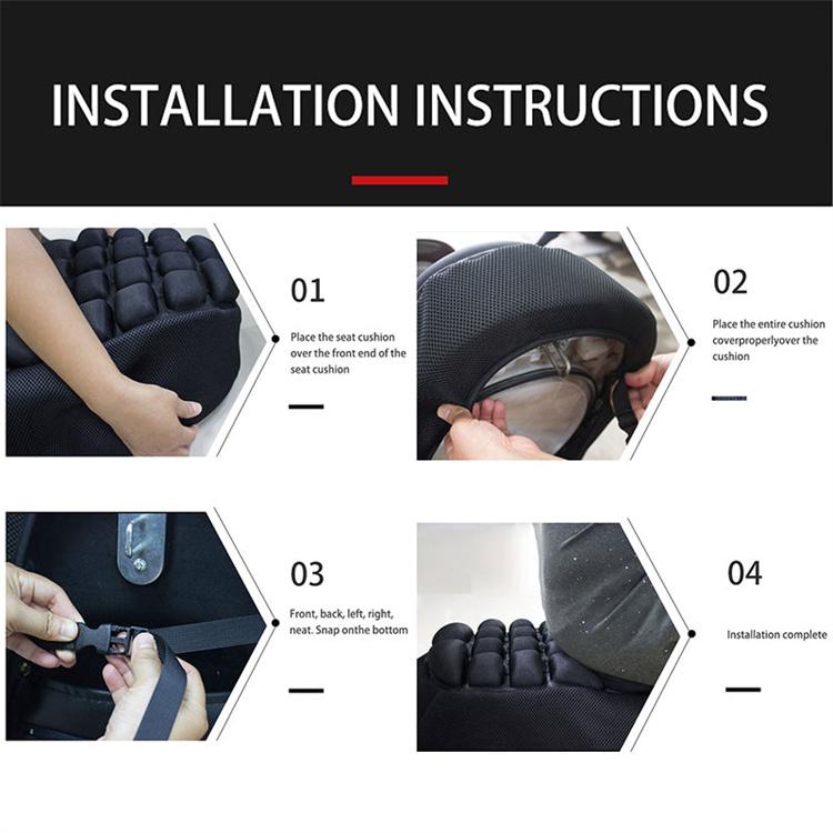 3D Motorcycle Cool Seat Cover Sunscreen Shock Absorption Inflatable Cushion