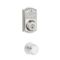 SmartCode Satin Nickel Single Cylinder Electronic Deadbolt featuring SmartKey Security and Juno PassaKnob