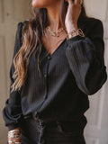 Solid Color Long Sleeve Casual Blouse
