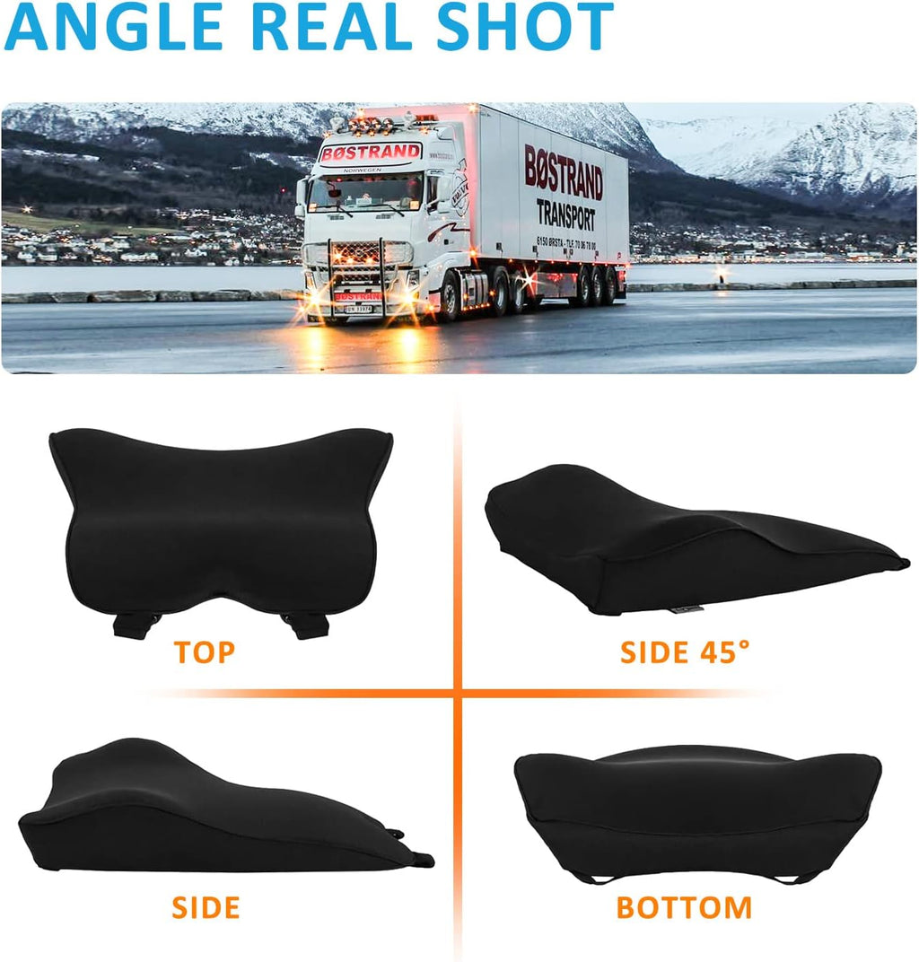 Lumbar Support Pillow for Car-Memory Foam Car Back Support for Driving Fatigue/Back Pain Relief - Dual Straps Better Fix The Back Support for Car - Black