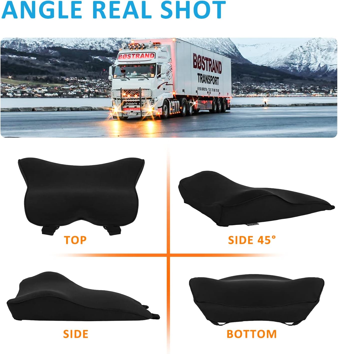 Lumbar Support Pillow for Car-Memory Foam Car Back Support for Driving Fatigue/Back Pain Relief - Dual Straps Better Fix The Back Support for Car - Black