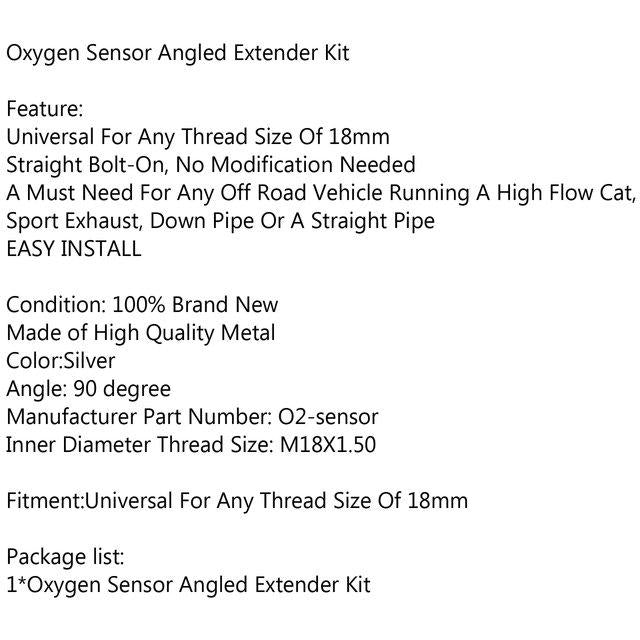O2 Oxygen Sensor Angled Extender Spacer 90degree 02 Bung Extension Kit M18 X 1.5