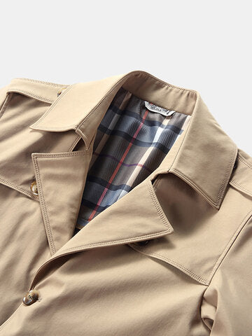 mens plush lined warm button front lapel casaul slant pocket overcoats