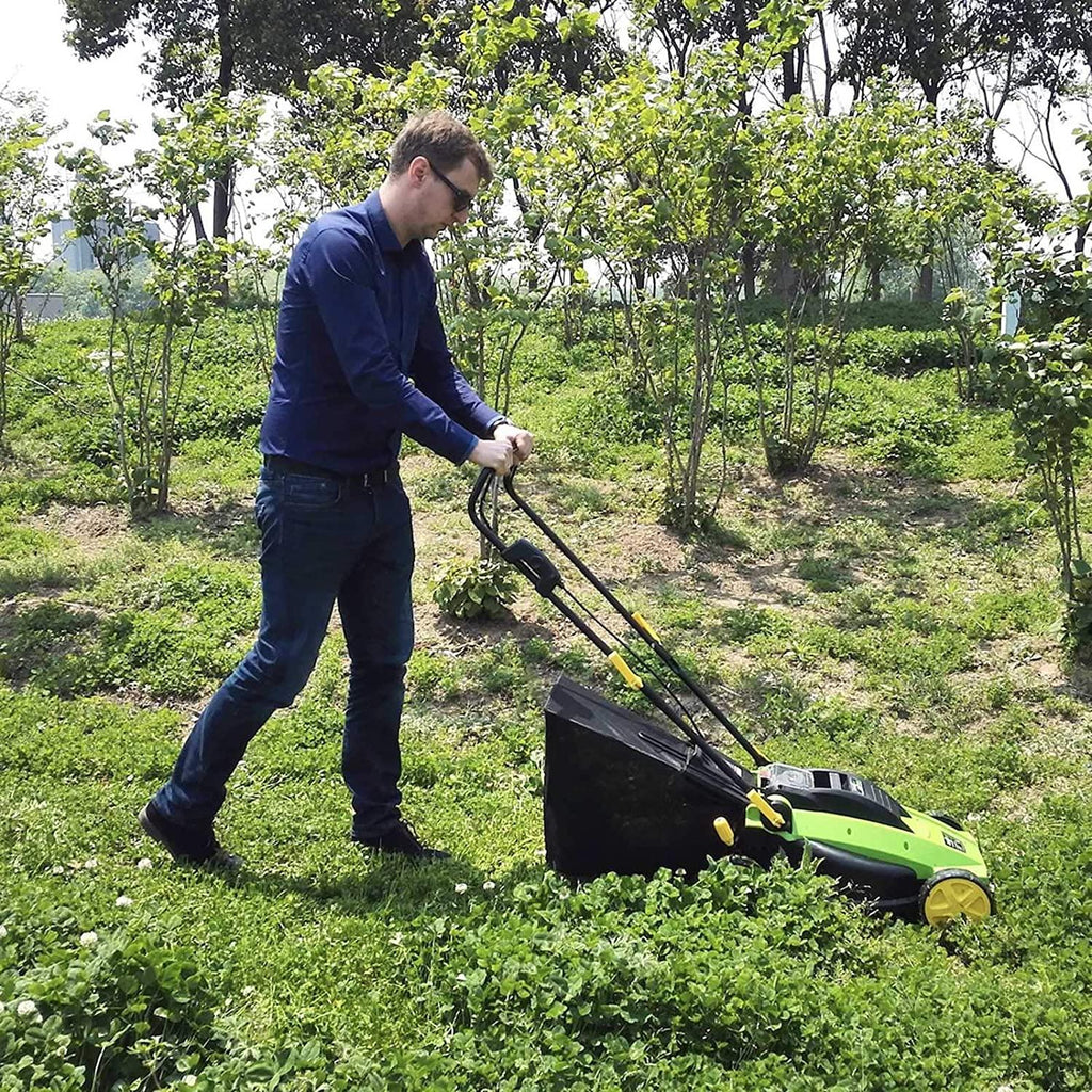 SuoANI Manual Reel Mower Adjustable Push Lawn Mower w/Removable Grass Catcher Battery-Powered Lawnmower with Grass Catcher Bag Height Adjustment