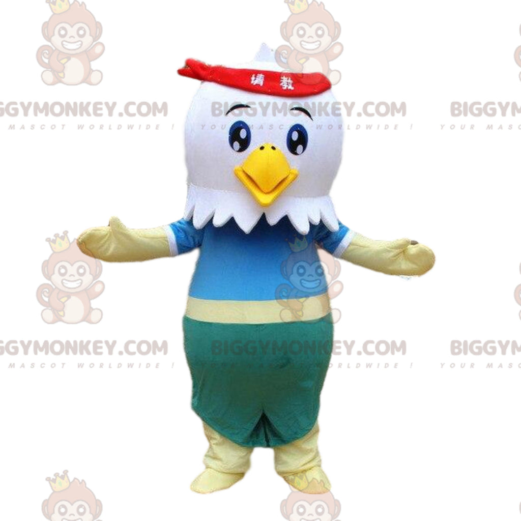 White eagle BIGGYMONKEYmascot costume, bird costume, rooster fancy dress