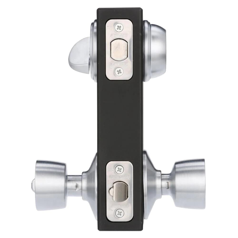 Satin Chrome Single Cylinder Deadbolt with Bell Entry Door Knob Combo Pack