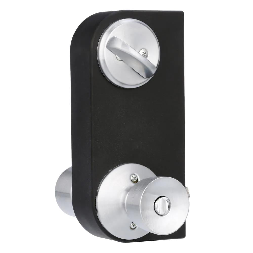 Satin Chrome Single Cylinder Deadbolt with Bell Entry Door Knob Combo Pack