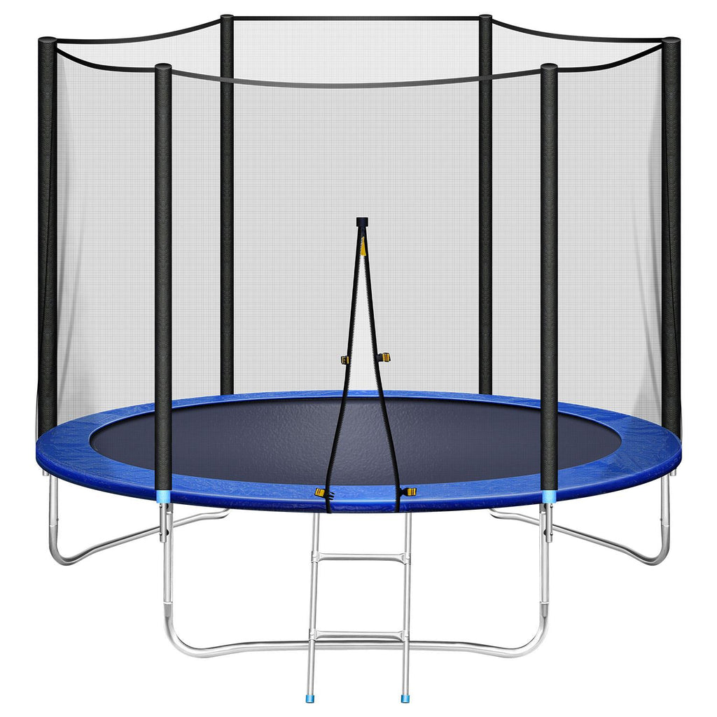 Trampoline 10 FT with Safe Enclosure Net, Kids Trampoline for Play &amp; Exercise Indoor or Outdoor, 661 LB Capacity for 3-4 Kids, Waterproof Jump Mat, Backyard Trampoline Ladder for Adults Jump Sports