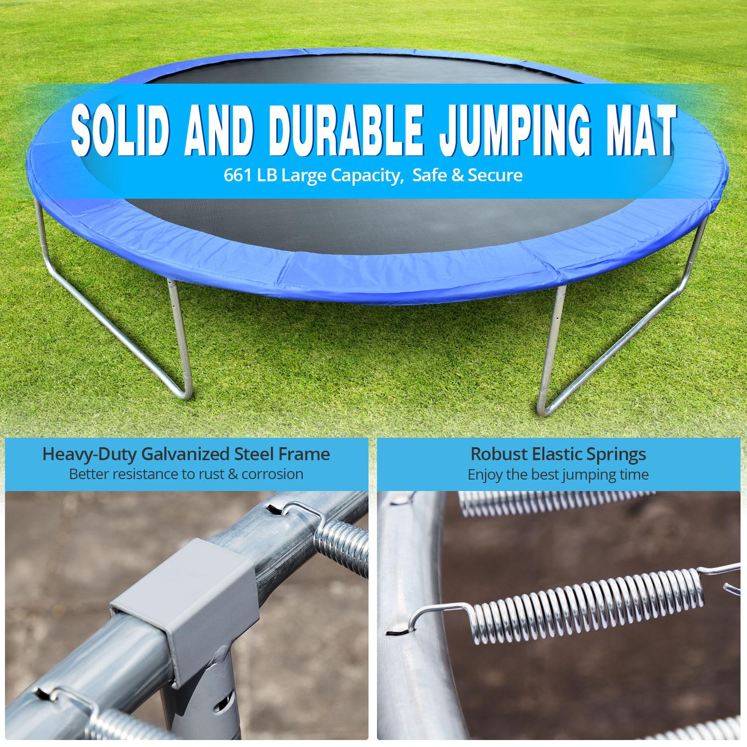 Trampoline 10 FT with Safe Enclosure Net, Kids Trampoline for Play &amp; Exercise Indoor or Outdoor, 661 LB Capacity for 3-4 Kids, Waterproof Jump Mat, Backyard Trampoline Ladder for Adults Jump Sports