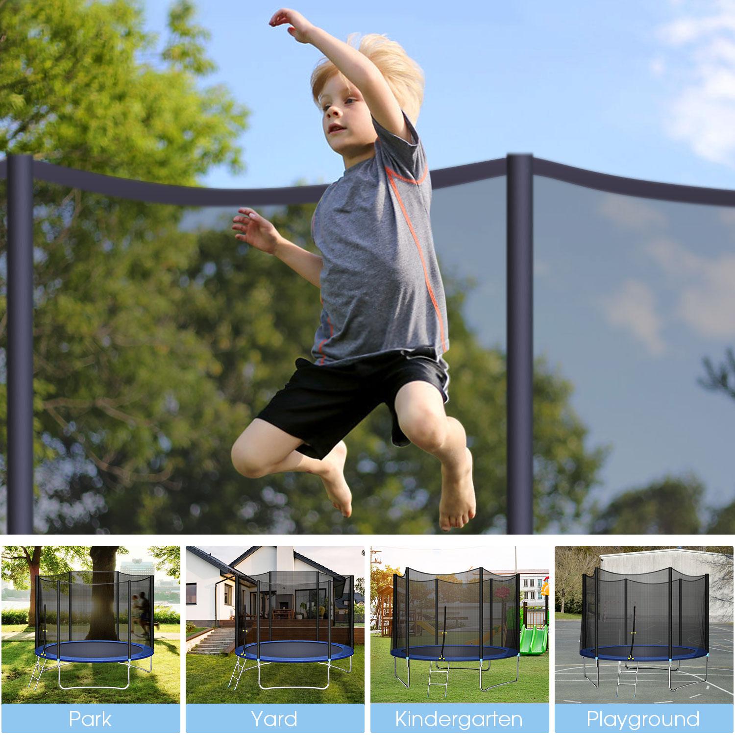 Trampoline 10 FT with Safe Enclosure Net, Kids Trampoline for Play &amp; Exercise Indoor or Outdoor, 661 LB Capacity for 3-4 Kids, Waterproof Jump Mat, Backyard Trampoline Ladder for Adults Jump Sports